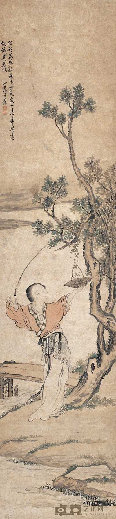 王素 仕女 立轴 129×31cm